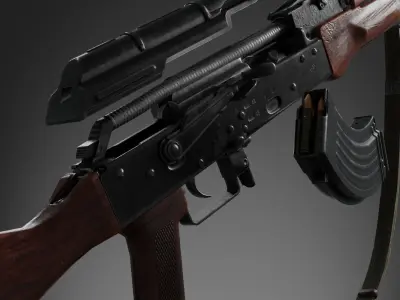 AK-47 Realistic rifle Low-poly 3D model