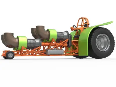Pulling tractor with 4 jet engines 3 Scale 1 to 25 3D print model