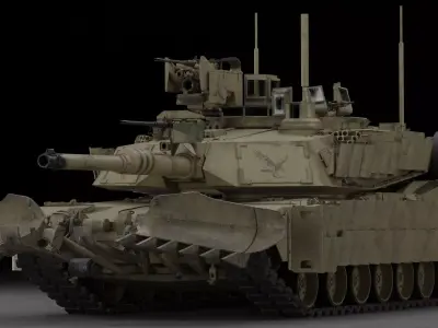 Tank M1A2 SEP2 With Mine Trawl 3D Model 3D model