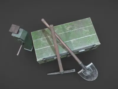WW2 German Army Tools Low-poly 3D model