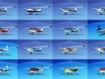 42 Cessna 172 Skyhawk aircraft 3D Model Collection