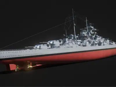 Bismarck - WW2 German Battleship Low-poly 3D model