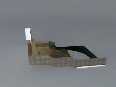 Terraced garden design for steeply sloping rear garden  Free 3D model