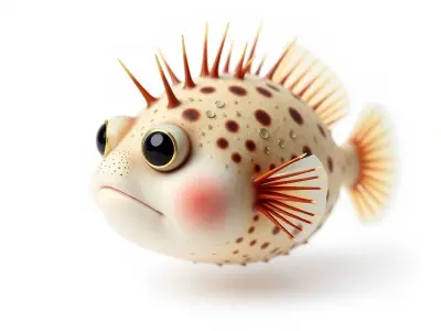 Spiky Fish Model Pack  Cartoon Style D Model Collection Low-poly 3D model