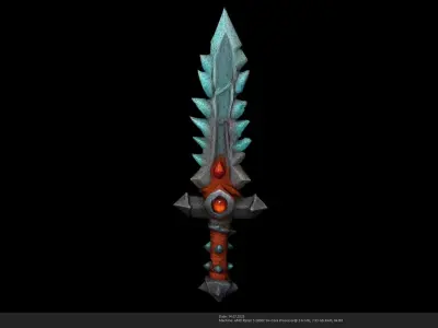 Stylized Frostfire Blade 3D Model - Game Ready Sword - AI Low-poly 3D model