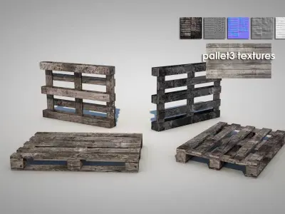 Dirty Wooden Pallets Low-poly 3D model