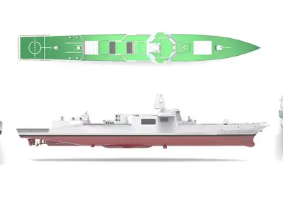 Type 055 destroyers ship 3D model