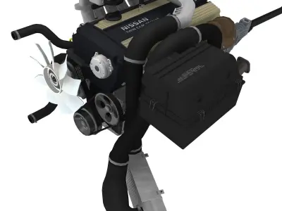 Nissan RB20DET engine Low-poly 3D model