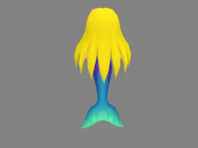 Cartoon mermaid princess Low-poly 3D model