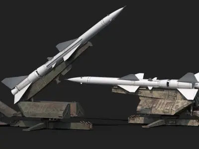 SA-75 Dvina SA-2 Guideline HQ-2 Surface To Air Missile Low-poly 3D model