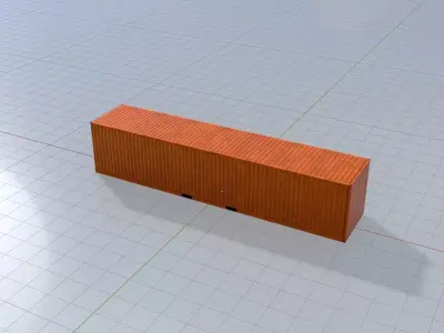 Warehouse-Container signal orange 40ft Low-poly 3D model