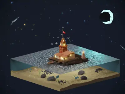 Maiden s Tower Low-poly 3D model