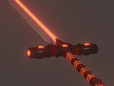 Fantasy Cybernetic Red Sword Low-poly Game ready Low-poly 3D model