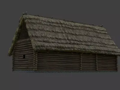 Medieval Houses Thatched Roofs - game ready Low-poly 3D model