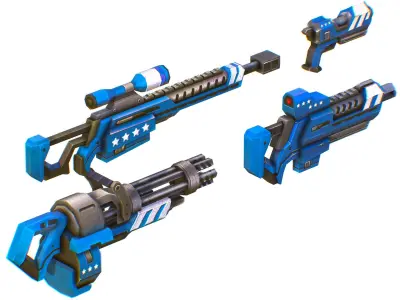 Lowpoly Cartoon Weapons Alliance Set Low-poly 3D model