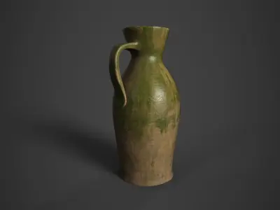 Medieval Green glazed Jug Low-poly 3D model