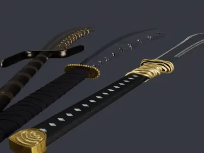 3 weapons blades knifes Low-poly 3D model