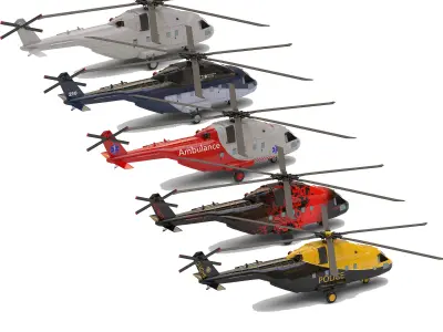 Helicopter asset Low-poly 3D model