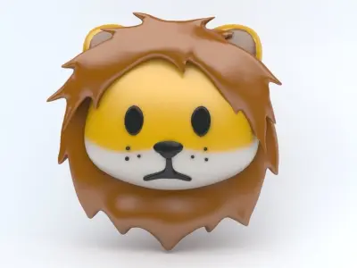 LION icon emoji Low-poly 3D model