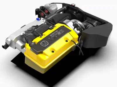 Honda F20C S2000 Supercharged Engine Low-poly 3D model