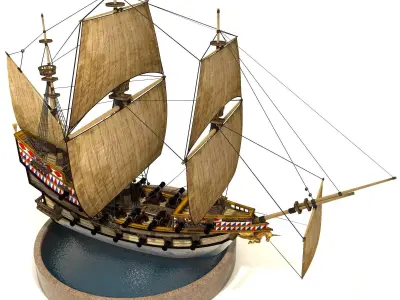 Pirate Galleon Low-poly 3D model