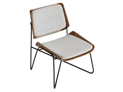 Wooden lounge chair with metal legs 3D model
