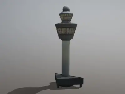 EHAM Control Tower Amsterdam Airport Schiphol Low-poly 3D model