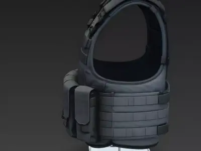 Tactical Ballistic Body Armor Vest 3D Model Low-poly 3D model