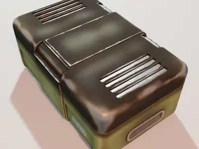 Sci fi military armoured low poly metal box hard case Low-poly 3D model