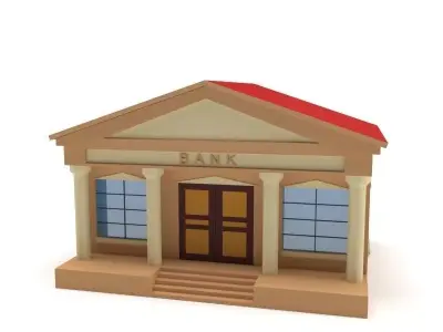 Low Poly Bank building Low-poly 3D model
