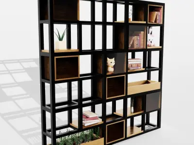 Bookshelve 3D Model bookcase with bookshelves and shelves Free 3D model