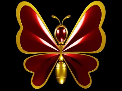 Butterflys gems set 3D model 3D model