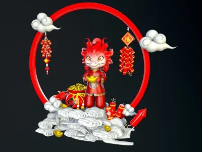 Little Dragons Low-poly 3D model