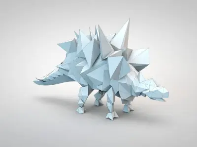 Origami Stegosaurus  Low-poly 3D model