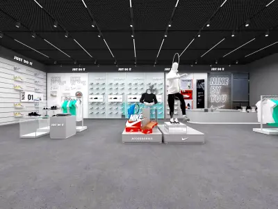 Shoe store interior Low-poly 3D model