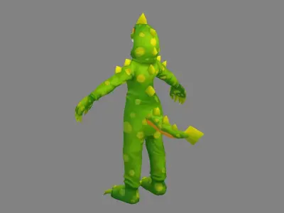 Cartoon green dragon costume - cosplay Low-poly 3D model