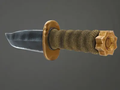 Old Knife 3D Model Low Poly PBR Low-poly 3D model