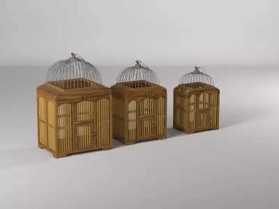 Elosie Decorative Bird Cage Set Animal 3D model