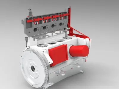 Nurbs Diesel Turbo Engine with Interior Parts 3D model