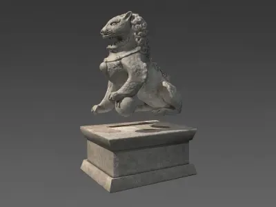 Chinese stone lion Low-poly 3D model