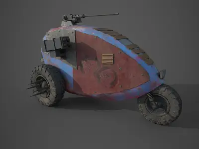 Post apocalyptic electric monster tricycle Low-poly 3D model