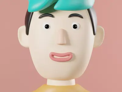 Cartoon Character Young Man Rigged Low-poly 3D model