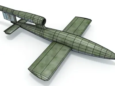 V1 Low poly military plane Low-poly 3D model