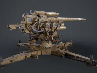 88mm German Flak Canon Low-poly 3D model