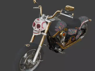 Mexican Dia de los Muertos Jeweled Chopper Motorcycle Low-poly 3D model