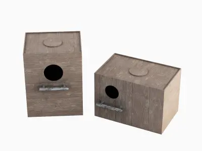 Wooden Birdhouse E 01 Low-poly 3D model