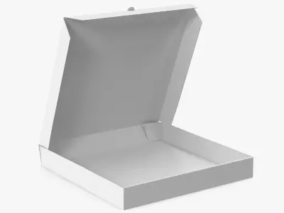 Pizza Box White Paper 12 inch Open Mockup 3D model