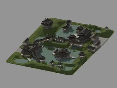 Chinese-style courtyard 3D model