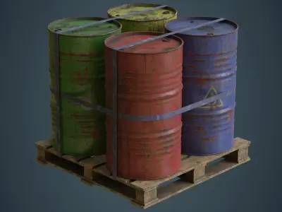 Barrel 1B Low-poly 3D model