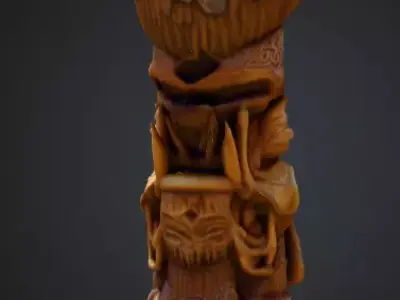 Viking Totem Wood Low-poly 3D model
